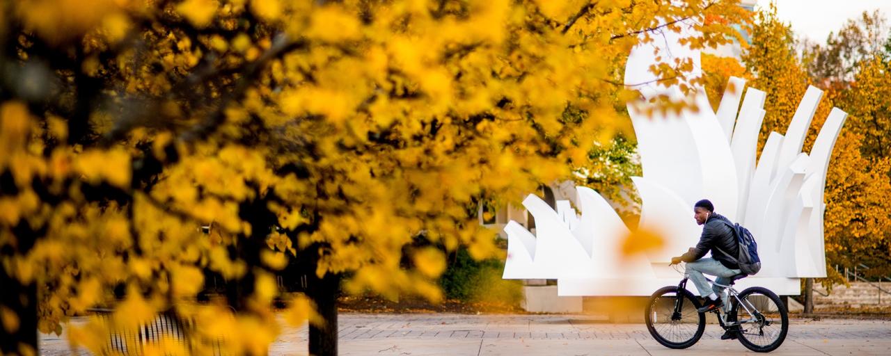 Fall Biker Allendale Campus